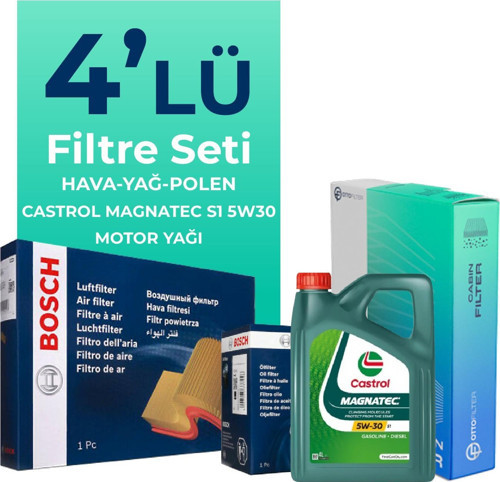 Opel Meriva 1.3 Dizel Filtre Bakım Seti Castrol Motor Yağlı (2003-2010) 4 Lü