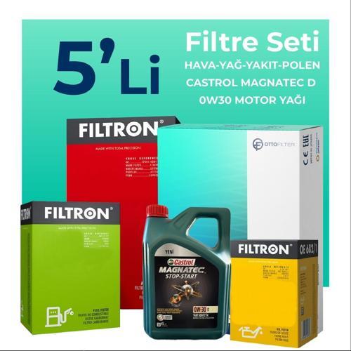 Ford Connect 1.5 Dizel Filtre Bakım Seti Castrol Motor Yağlı (2013-2019) 5 Li