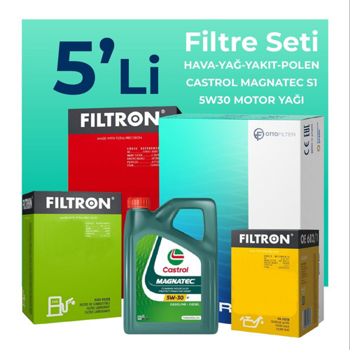 Fiat Punto 1.3 Dizel Filtre Bakım Seti Castrol Motor Yağlı EURO 4 (2012-2017) 5 Li