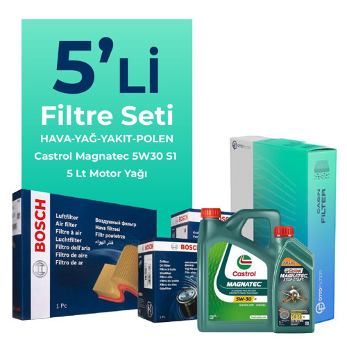 Fiat Freemont 2.0 Dizel Filtre Bakım Seti Castrol Motor Yağlı (2011-2016) 5 Li