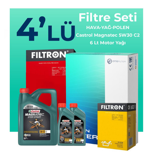 Mercedes C200 Kompresor Filtre Bakım Seti Castrol Motor Yağlı (2008-2012) 4 Lü