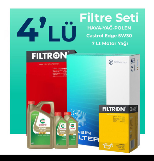 BMW 5.30 Dizel xDrive Filtre Bakım Seti Castrol Motor Yağlı (2011-2012) 4 Lü