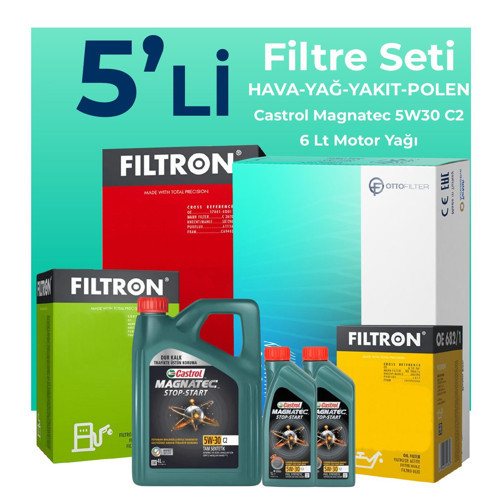 Hyundai Santa FE 2.2 Dizel Filtre Bakım Seti Castrol Motor Yağlı (2006-2009) 5 Li