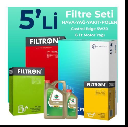 Volkswagen Transporter T5 1.9 Dizel Filtre Bakım Seti Castrol Motor Yağlı (2004-2009) 5 Li