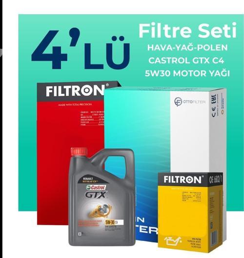 Nissan Qashqai 1.6 Benzin Filtre Bakım Seti Castrol Motor Yağlı (2007-2013) 4 Lü