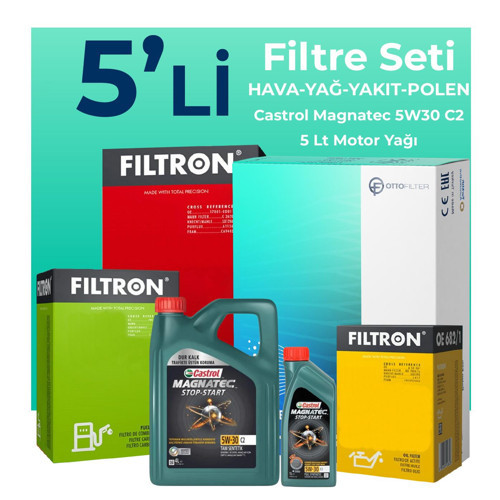 Opel Meriva 1.7 Dizel Filtre Bakım Seti Castrol Motor Yağlı (2011-2015) 5 Li