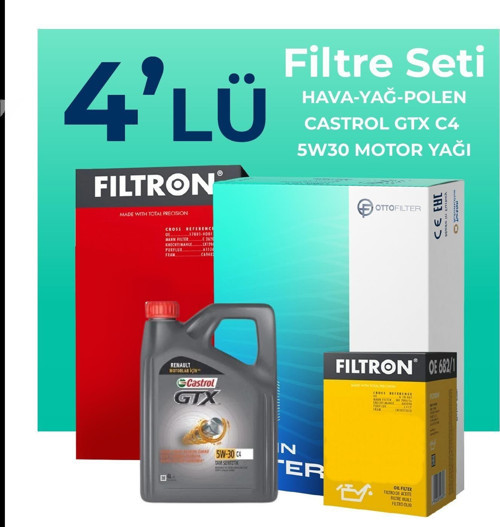 Kia Rio 1.5 Dizel Filtre Bakım Seti Castrol Motor Yağlı (2007-2011) 4 Lü