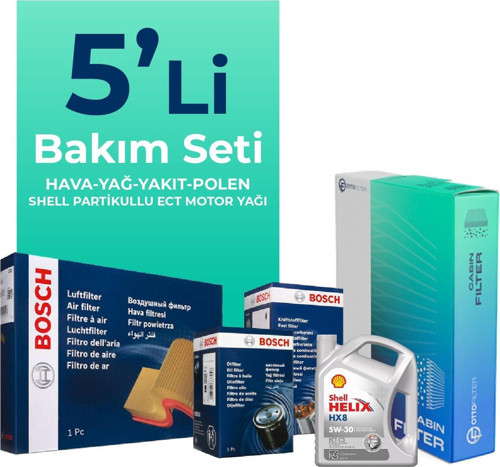 Skoda Rapid 1.4 Dizel Filtre Bakım Seti Shell Motor Yağlı (2015-2018) 5 Li