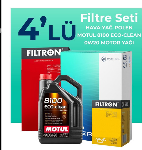 Ford Fiesta 1.0 Benzin Filtre Bakım Seti Motul Motor Yağlı (2012-2017) 4 Lü