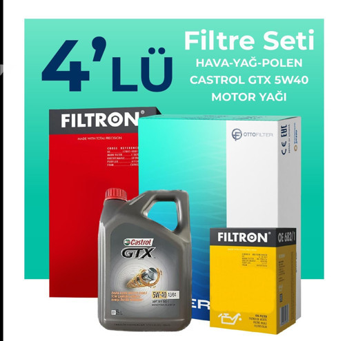 Fiat Panda 1.2 Benzinli Filtre Bakım Seti Castrol Motor Yağlı (2012-2021) 4 Lü