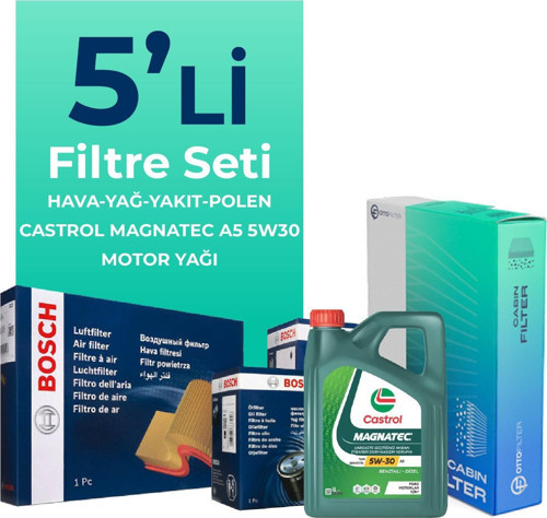 Ford C-MAX 1.6 Dizel Filtre Bakım Seti Castrol Motor Yağlı (2007-2011) 5 Li