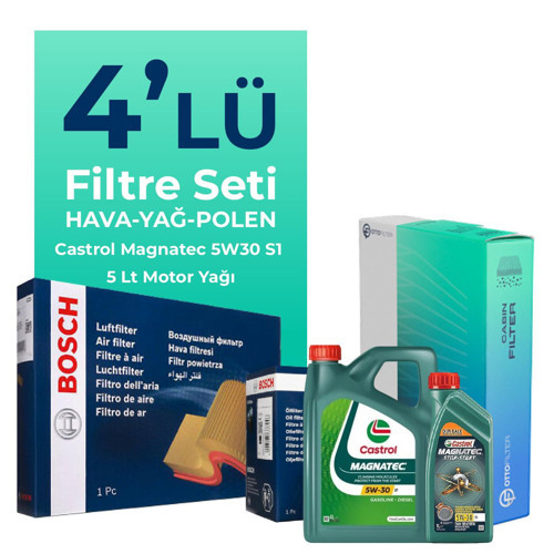 Fiat 500L 1.6 Dizel Filtre Bakım Seti Castrol Motor Yağlı (2012-2018) 4 Lü