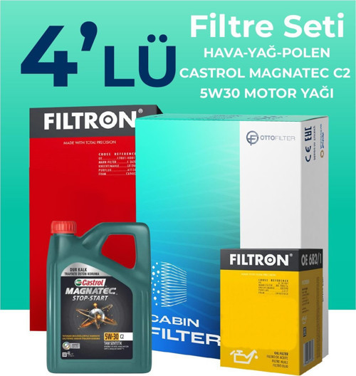 Citroen DS5 1.6 Dizel Filtre Bakım Seti Castrol Motor Yağlı (2011-2013) 4 Lü