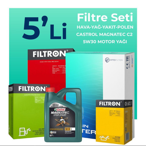 Peugeot 2008 1.6 Dizel E-HDi Filtre Bakım Seti Castrol Motor Yağlı (2013-2017) 5 Li