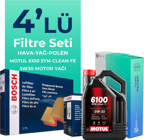 Toyota Corolla 1.33 Benzin Filtre Bakım Seti Motul Motor Yağlı (2013-2018) 4 Lü
