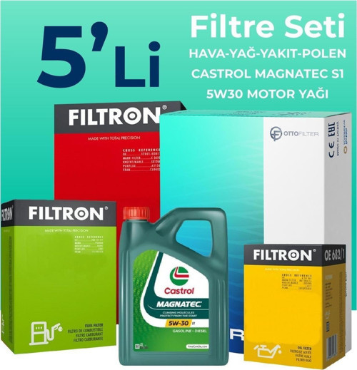 Fiat Fiorino 1.3 Dizel Filtre Bakım Seti Castrol Motor Yağlı EURO 4 (2007-2016) 5 Li