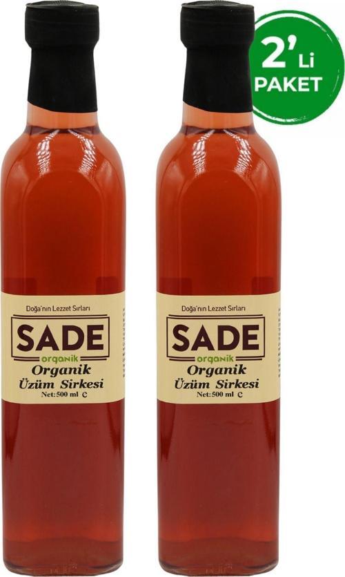 Sade Organik Üzüm Sirkesi 500 Ml 2'Li Paket