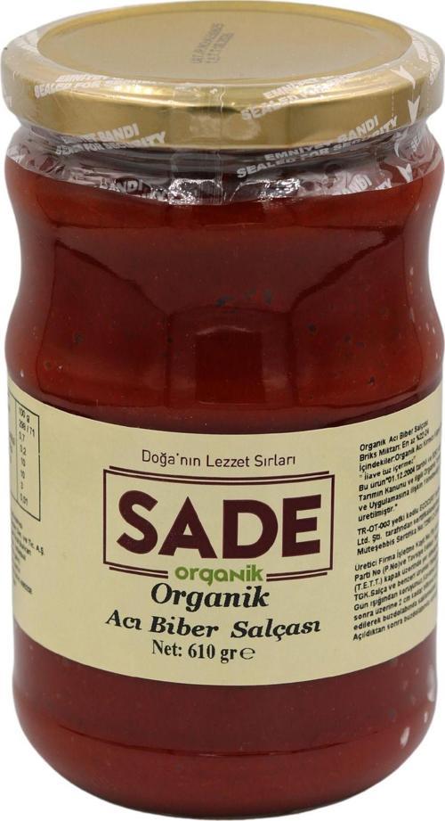 Sade Organik Acı Biber Salçası (Acı) 610 Gr