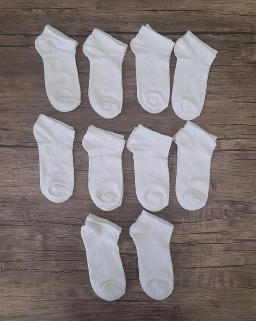 Çocuk Pamuklu Patik Çorap 10 Çift Beyaz