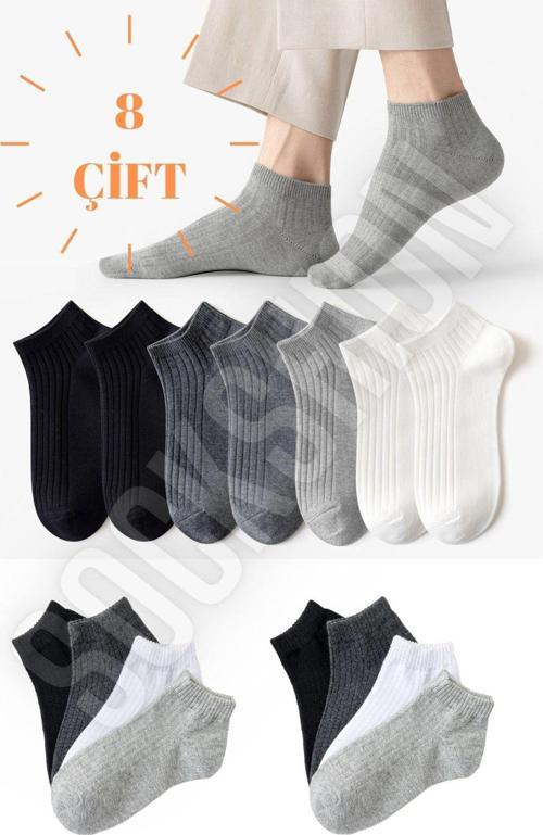 Unisex 8 Çift Pamuklu Derbili Çorap Seti - Ayaklarınıza Renk Katın!