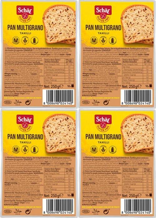 Pan Multigrano Glutensiz Ketenli Ayçekirdekli Ekmek 250 Gr (4 Adet)
