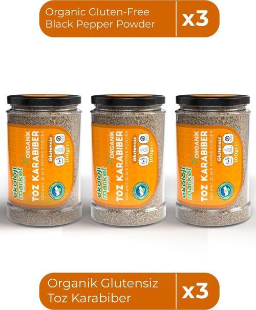 Organik Glutensiz Toz Karabiber 100 Gr X3 / Organic Gluten-Free Black Pepper Powder 100 Gr X3