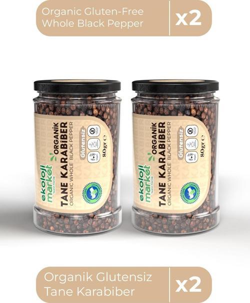 Organik Glutensiz Tane Karabiber 80 Gr X2 / Organic Gluten-Free Whole Black Pepper 80 Gr X2