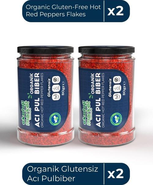 Organik Glutensiz Acı Pulbiber 80 Gr X2 / Organic Gluten-Free Hot Red Pepper Flakes 80 Gr X2