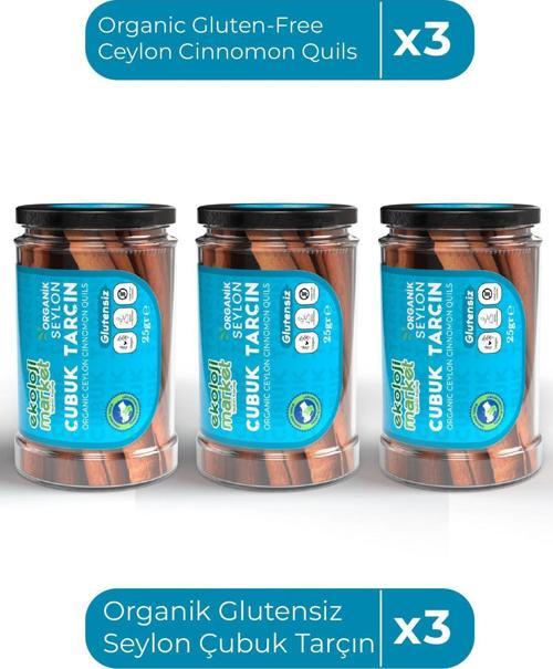 Organik Glutensiz Seylon Çubuk Tarçın 25 Gr X3 / Organic Gluten-Free Ceylon Cinnamon Quils 25 Gr X3