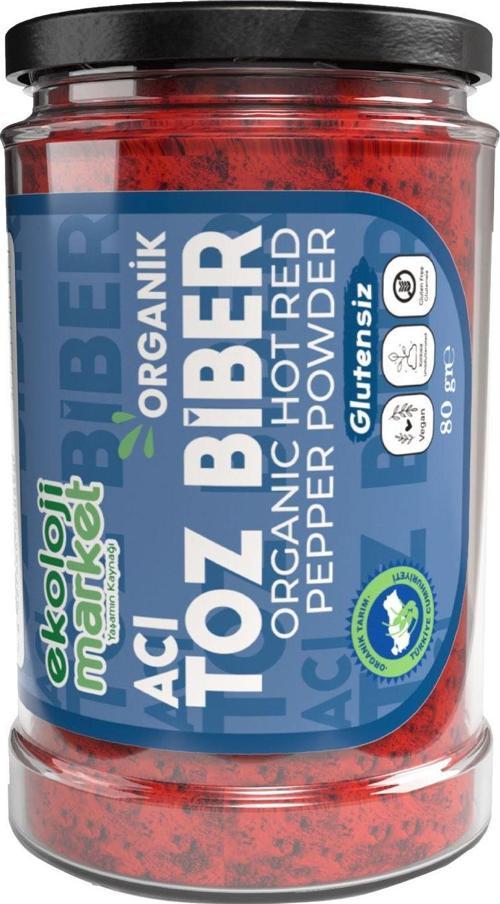 Organik Glutensiz Kavanoz Toz Biber- Acı 80 Gr