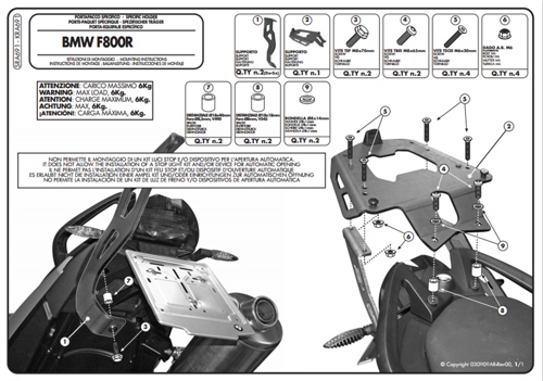 KR691 BMW F 800 R (09-14) Arka Çanta Tasiyici