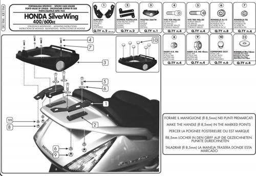 SR19M HONDA SILVERWING - ABS 400-600 (01-09) - SW-T 400-600 (09-17) Arka Çanta Taşıyıcı