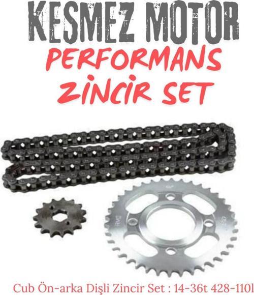 Performans Zincir Set Cub Ön-Arka Dişli Zincir Set 14-36T 428-110L