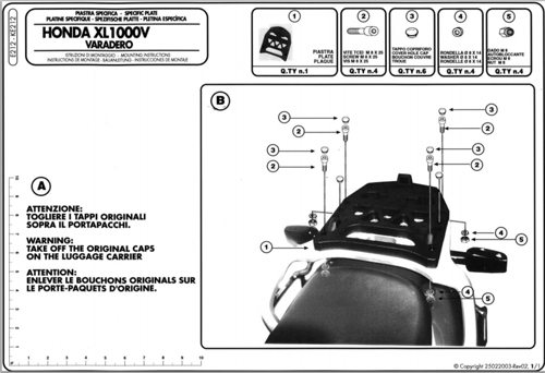 K212 HONDA XL 1000 VARADERO (99-06) Arka Çanta Tasiyici