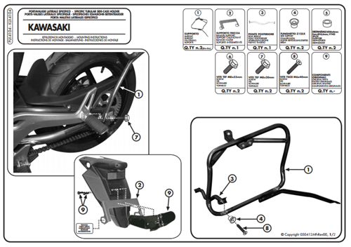 KLX4104 KAWASAKI ER-6N - ER-6F 650 (12-16) Yan Çanta Taþıyıcı