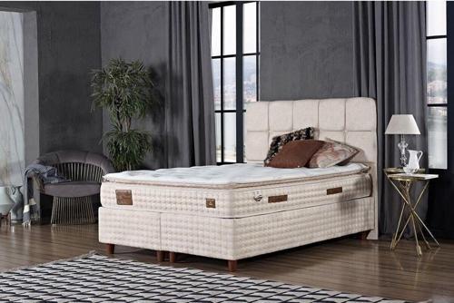 Begonya Dinamik Yay Sistemli Krem Yatak+Baza+Başlık Seti