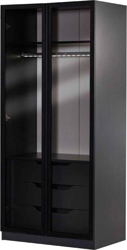Corner 2 Cam Kapak 3 Çekmece Zincir Dolap / Yüklük 200 Cm