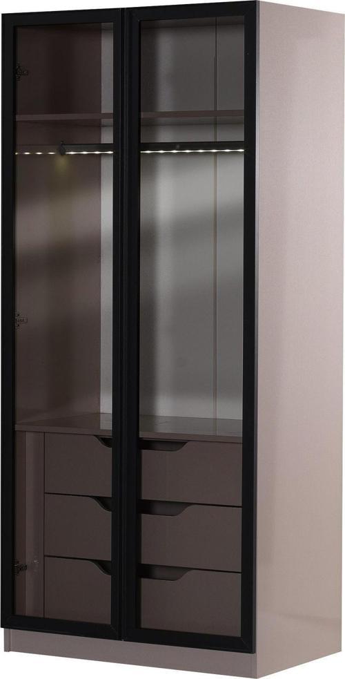 Corner 2 Cam Kapak 3 Çekmece Zincir Dolap / Yüklük 200 Cm