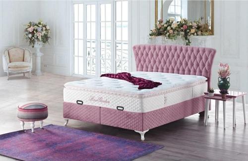 Tutku Home Rose Garden Dinamik Yay Sistemli Yumuşak Yatak+Baza+Başlık Seti