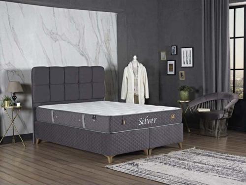 Tutku Home Silver Dinamik Yay Sistemli Yatak Baza Başlık Seti
