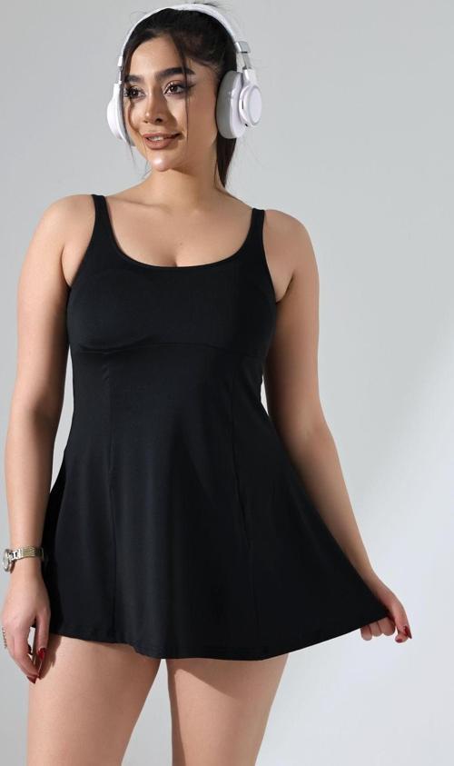 Büyük Beden Kadın Mayo Elbise İçi Taytlı / Plus Sıze Swımwear
