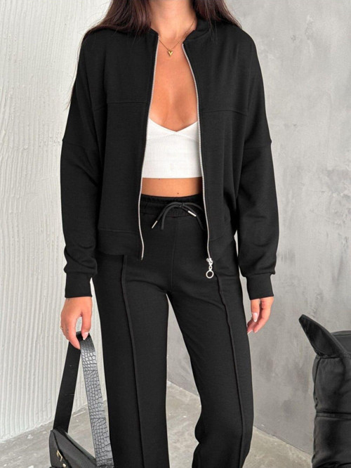 Kadın -Modal Eşofman Takımı Fermuarlı Takım /Women'S Textured Fabrıc Tracksuıt Set Wıth Zıpper Model