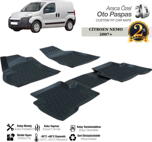 3D PASPAS SİYAH CITROEN NEMO 2008--2017