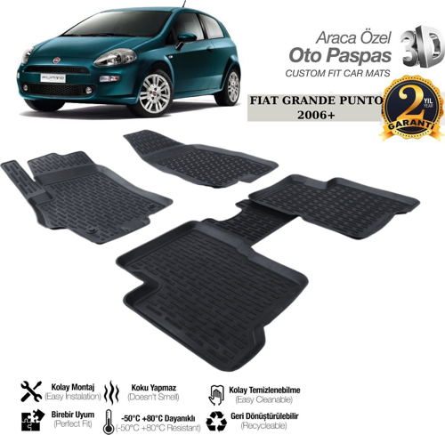 3D PASPAS SİYAH FIAT GRANDE PUNTO 2007--2018