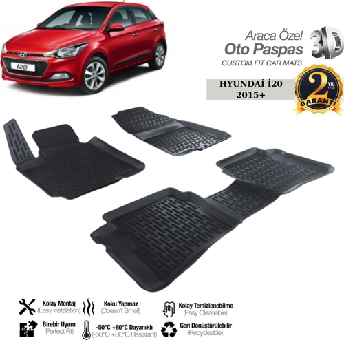 3D PASPAS SİYAH HYUNDAI I20 2015+