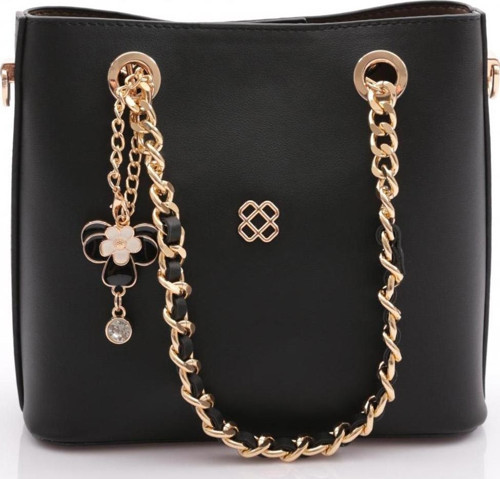 709 Kadin Çiçek Broşlu Zincir Detayli Çanta