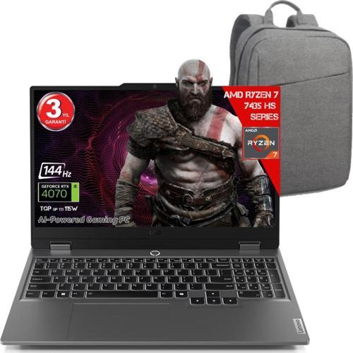 Loq 15ARP9 Amd Ryzen 7-7435HS 16 GB Ram Ddr5 512 GB SSD SSD RTX4070 8gddr6 15.6 IPS 144Hz Fhd Freedos 83JC00FGTR-16512C Dizüstü Bilgisayar (Yapay Zeka Destekli) + Çanta