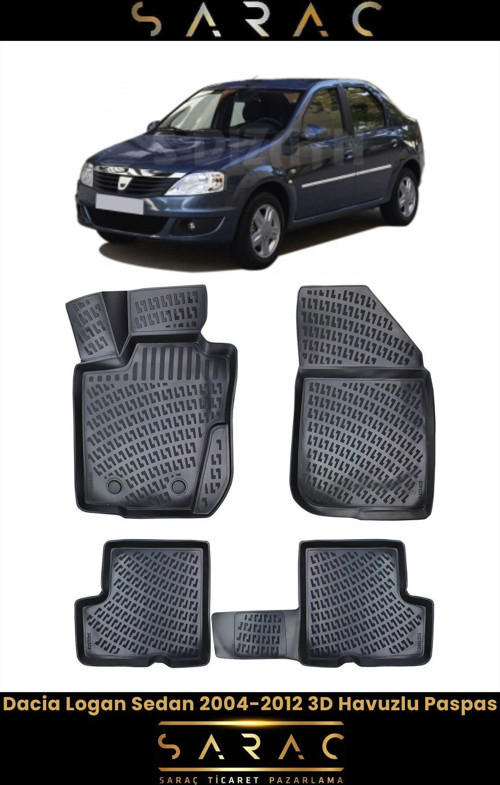Dacia Logan Sedan 2004-2012 3D Havuzlu Paspas