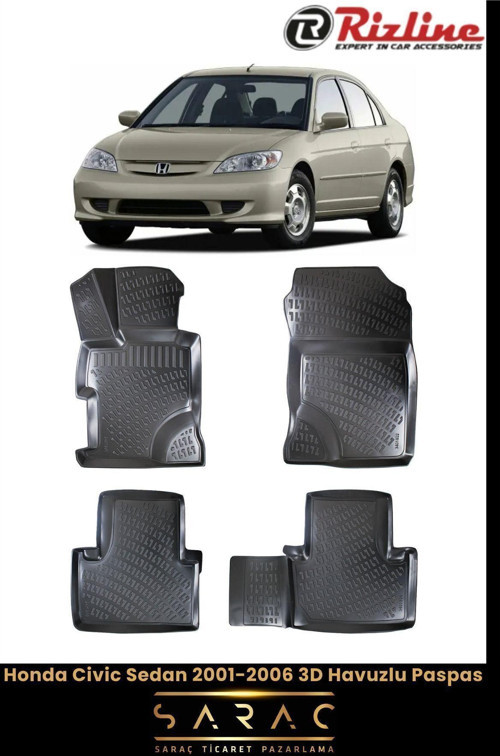 Honda Civic Sedan 2001-2006 3D Havuzlu Paspas