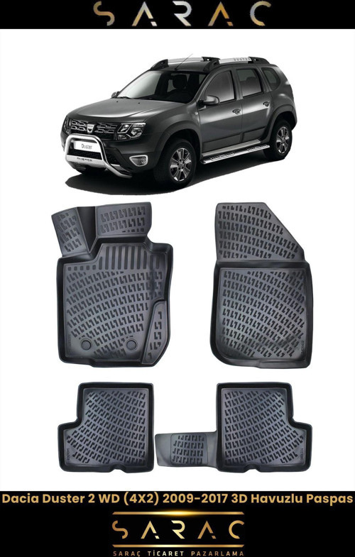 Uyumlu Dacia Duster 2 Wd (4X2) 2009-2017 3D Havuzlu Paspas